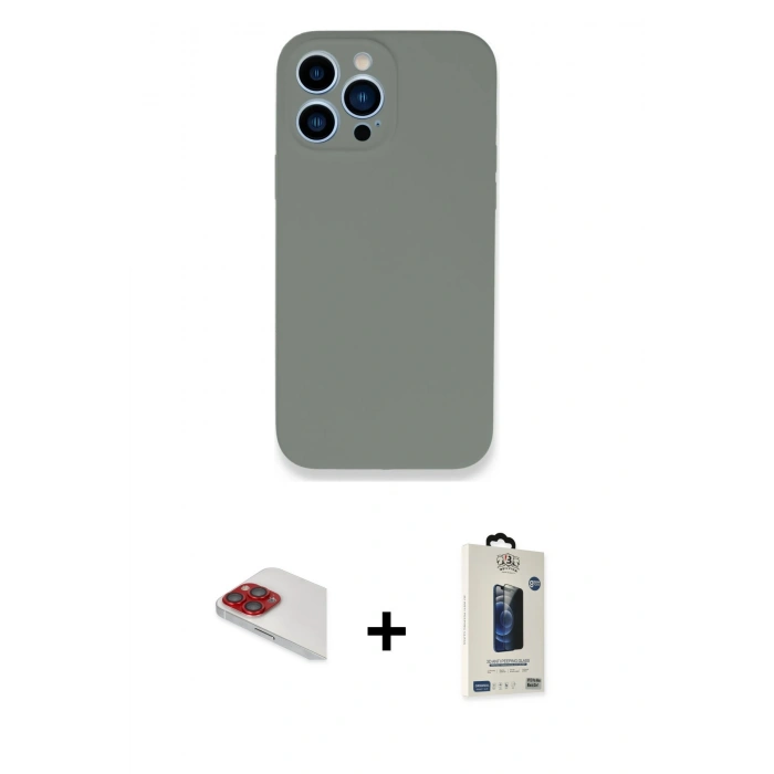MARSİLYAN™- iPhone 13 Pro Max Kılıf Zirve Modern Özel Seri - Siyah Bilvis Hayalet Cam Ekran Koruyucu + Pers Alüminyum Kamera Lens - KI