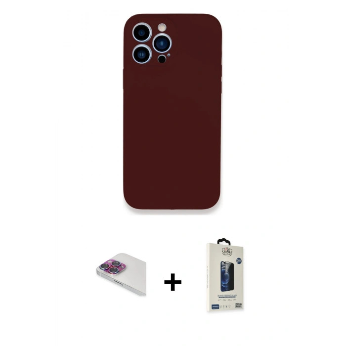 MARSİLYAN™- iPhone 13 Pro Max Kılıf Zirve Modern Özel Seri - Siyah Bilvis Hayalet Cam Ekran Koruyucu + Pers Alüminyum Kamera Lens - GI