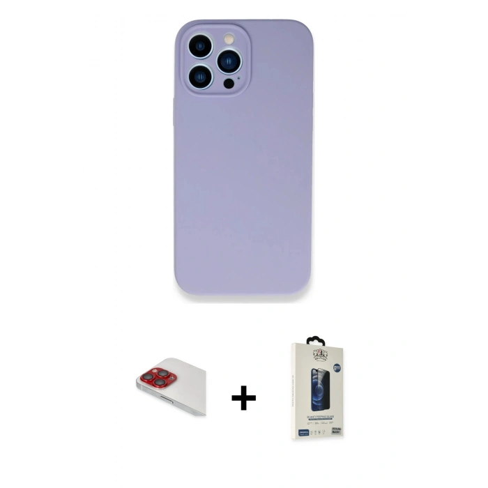 MARSİLYAN™- iPhone 13 Pro Max Kılıf Zirve Modern Özel Seri - Siyah Bilvis Hayalet Cam Ekran Koruyucu + Pers Alüminyum Kamera Lens - KI