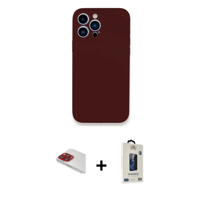 MARSİLYAN™- iPhone 13 Pro Max Kılıf Zirve Modern Özel Seri - Siyah Bilvis Hayalet Cam Ekran Koruyucu + Pers Alüminyum Kamera Lens - KI
