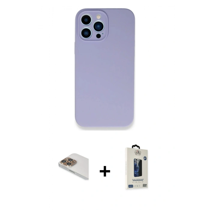 MARSİLYAN™- iPhone 13 Pro Max Kılıf Zirve Modern Özel Seri - Siyah Bilvis Hayalet Cam Ekran Koruyucu + Pers Alüminyum Kamera Lens - GD