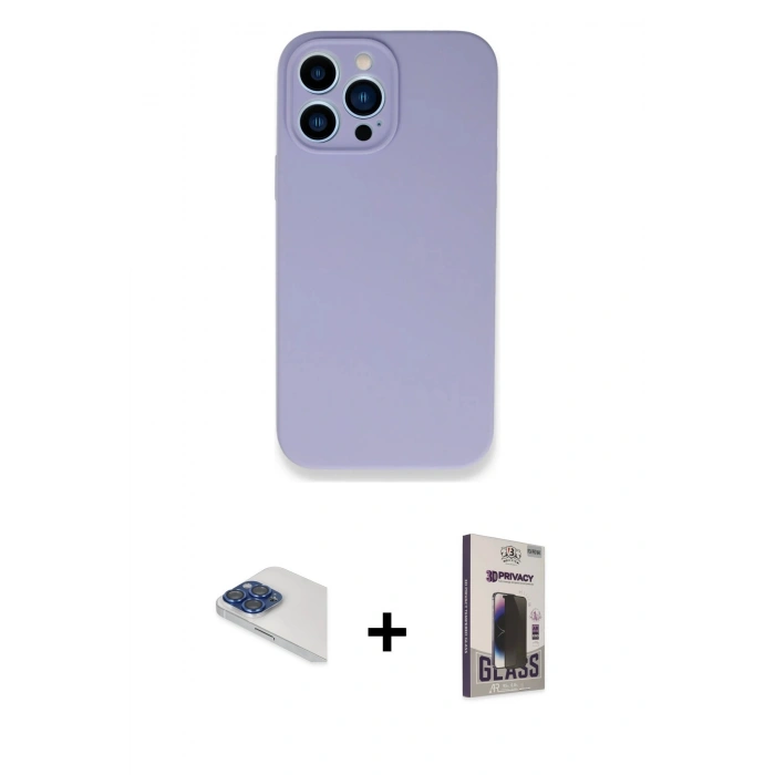 MARSİLYAN™- iPhone 13 Pro Max Kılıf Zirve Modern Özel Seri - Siyah Bilvis Hayalet Cam Ekran Koruyucu + Pers Alüminyum Kamera Lens - LT