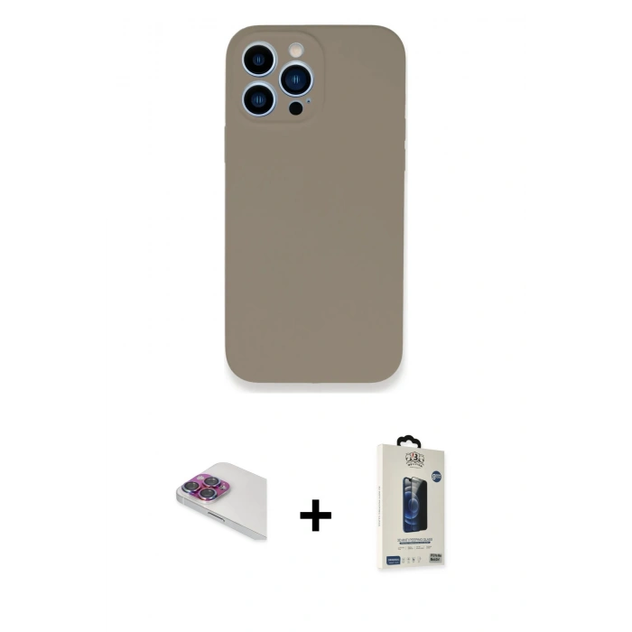 MARSİLYAN™- iPhone 13 Pro Max Kılıf Zirve Modern Özel Seri - Siyah Bilvis Hayalet Cam Ekran Koruyucu + Pers Alüminyum Kamera Lens - GI