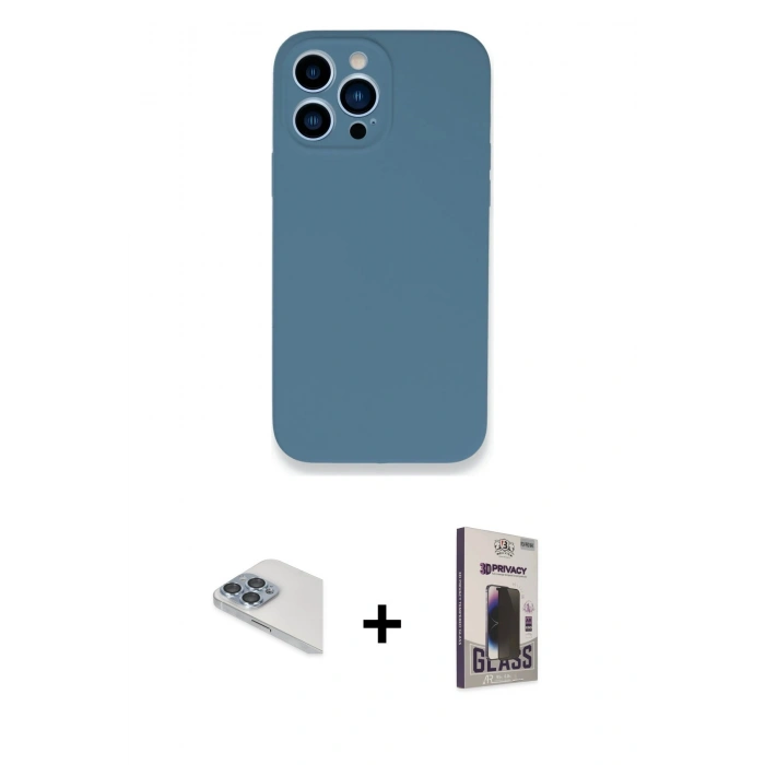 MARSİLYAN™- iPhone 13 Pro Max Kılıf Zirve Modern Özel Seri - Siyah Bilvis Hayalet Cam Ekran Koruyucu + Pers Alüminyum Kamera Lens - SABE