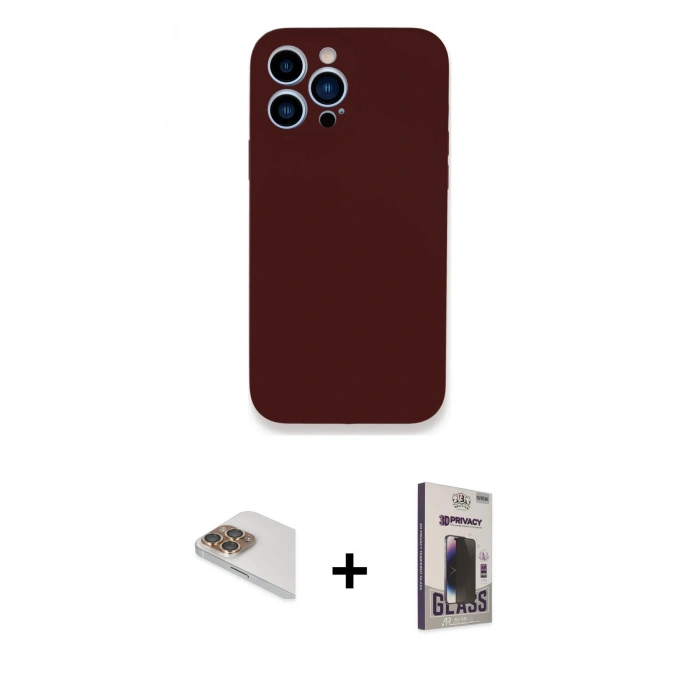 MARSİLYAN™- iPhone 13 Pro Max Kılıf Zirve Modern Özel Seri - Siyah Bilvis Hayalet Cam Ekran Koruyucu + Pers Alüminyum Kamera Lens - GD