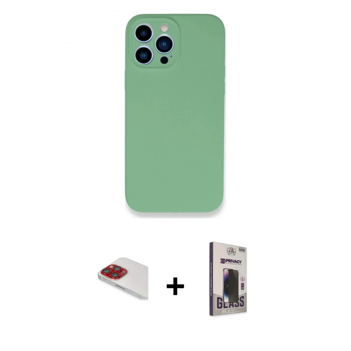 MARSİLYAN™- iPhone 13 Pro Max Kılıf Zirve Modern Özel Seri - Siyah Bilvis Hayalet Cam Ekran Koruyucu + Pers Alüminyum Kamera Lens - KI