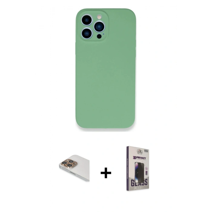 MARSİLYAN™- iPhone 13 Pro Max Kılıf Zirve Modern Özel Seri - Siyah Bilvis Hayalet Cam Ekran Koruyucu + Pers Alüminyum Kamera Lens - GD