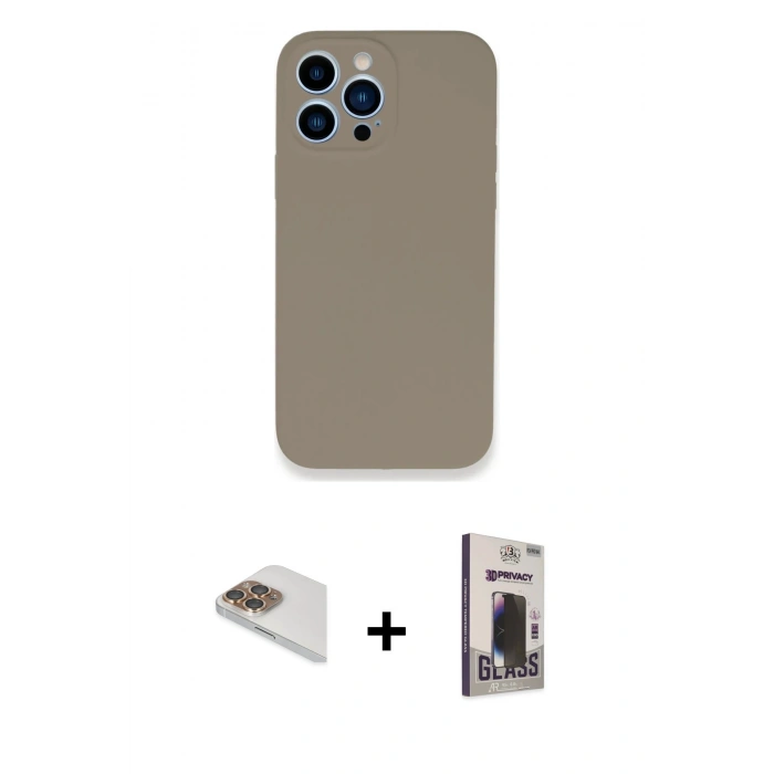 MARSİLYAN™- iPhone 13 Pro Max Kılıf Zirve Modern Özel Seri - Siyah Bilvis Hayalet Cam Ekran Koruyucu + Pers Alüminyum Kamera Lens - GD