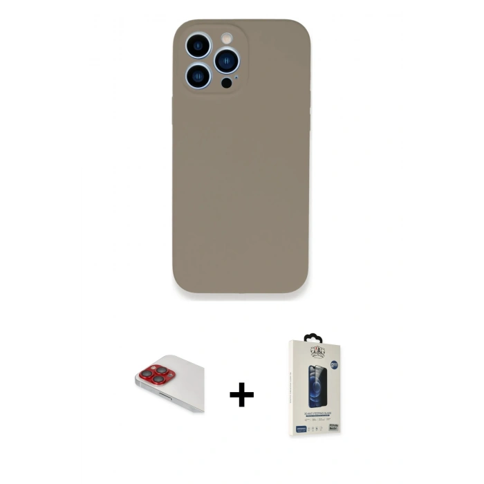 MARSİLYAN™- iPhone 13 Pro Max Kılıf Zirve Modern Özel Seri - Siyah Bilvis Hayalet Cam Ekran Koruyucu + Pers Alüminyum Kamera Lens - KI