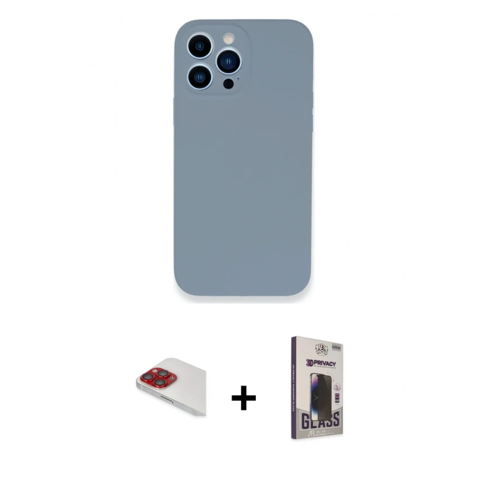 MARSİLYAN™- iPhone 13 Pro Max Kılıf Zirve Modern Özel Seri - Siyah Bilvis Hayalet Cam Ekran Koruyucu + Pers Alüminyum Kamera Lens - KI