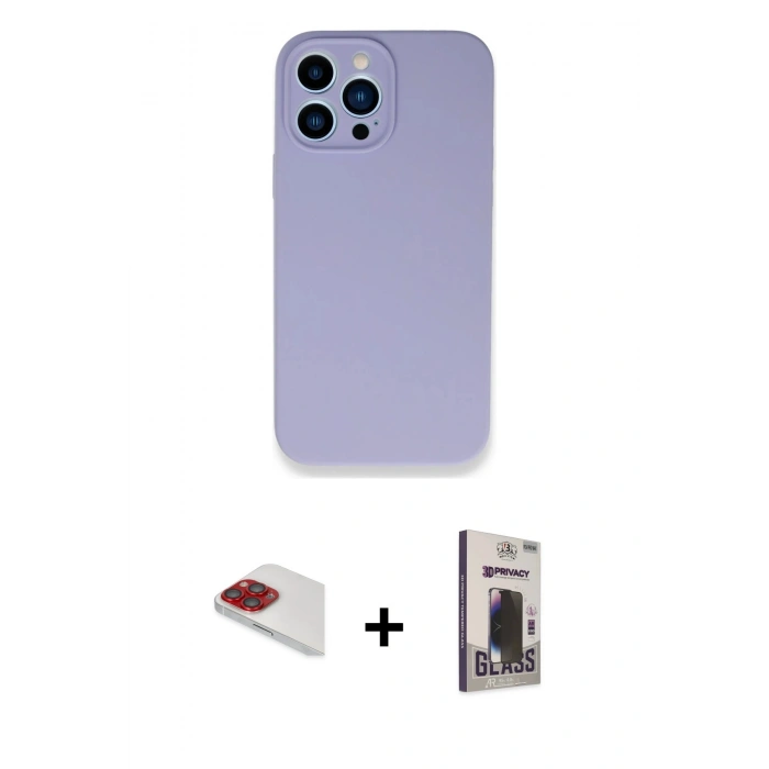 MARSİLYAN™- iPhone 13 Pro Max Kılıf Zirve Modern Özel Seri - Siyah Bilvis Hayalet Cam Ekran Koruyucu + Pers Alüminyum Kamera Lens - KI