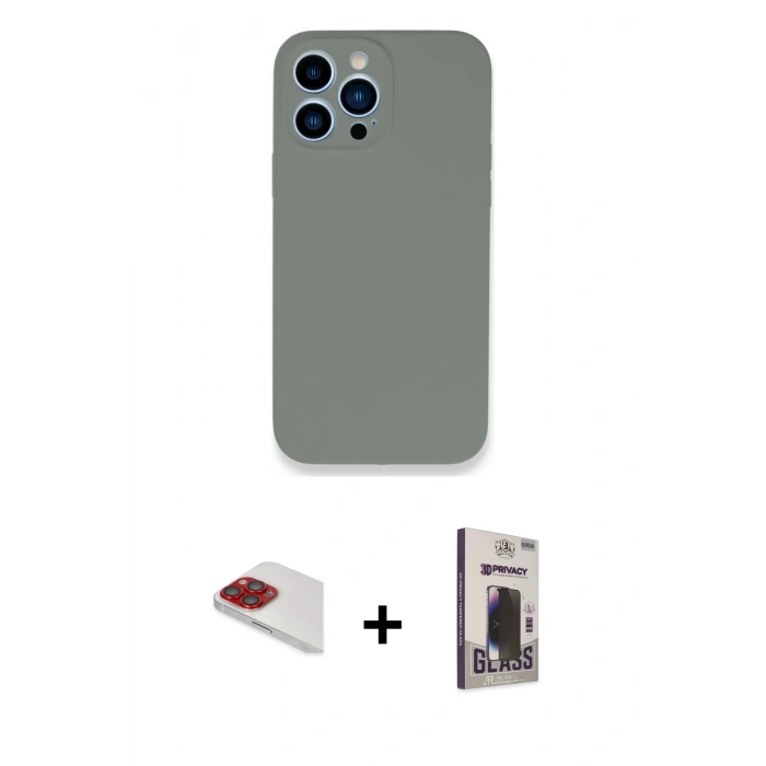 MARSİLYAN™- iPhone 13 Pro Max Kılıf Zirve Modern Özel Seri - Siyah Bilvis Hayalet Cam Ekran Koruyucu + Pers Alüminyum Kamera Lens - KI