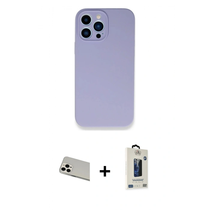 MARSİLYAN™- iPhone 13 Pro Max Kılıf Zirve Modern Özel Seri - Siyah Bilvis Hayalet Cam Ekran Koruyucu + Rainbow Kamera Lens Koruma Cam - BZ