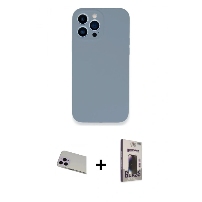 MARSİLYAN™- iPhone 13 Pro Max Kılıf Zirve Modern Özel Seri - Siyah Bilvis Hayalet Cam Ekran Koruyucu + Rainbow Kamera Lens Koruma Cam - MR