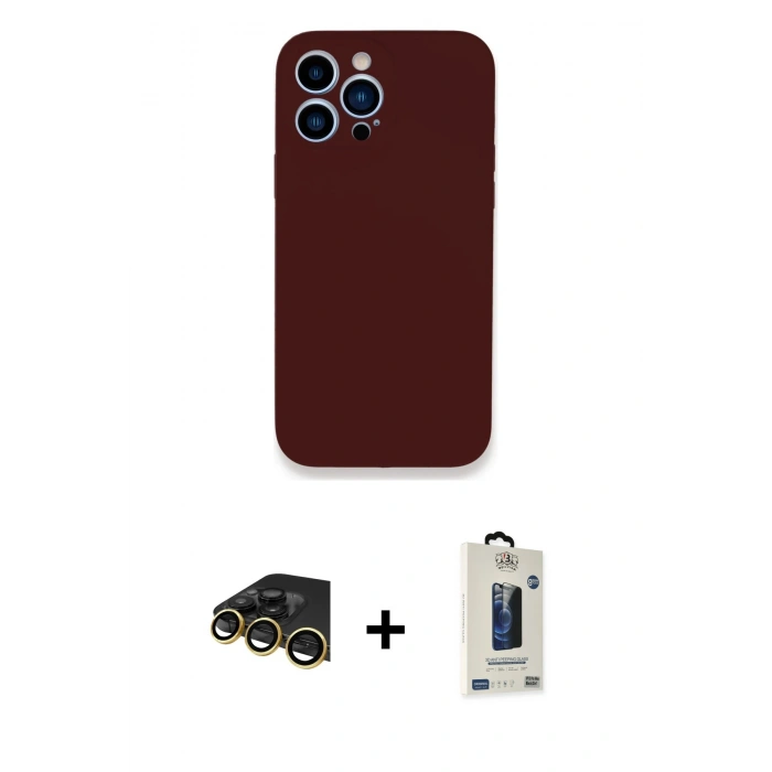 MARSİLYAN™- iPhone 13 Pro Max Kılıf Zirve Modern Özel Seri - Siyah Bilvis Hayalet Cam Ekran Koruyucu + Raze Metal Kamera Lens - GD