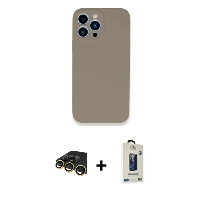 MARSİLYAN™- iPhone 13 Pro Max Kılıf Zirve Modern Özel Seri - Siyah Bilvis Hayalet Cam Ekran Koruyucu + Raze Metal Kamera Lens - GD