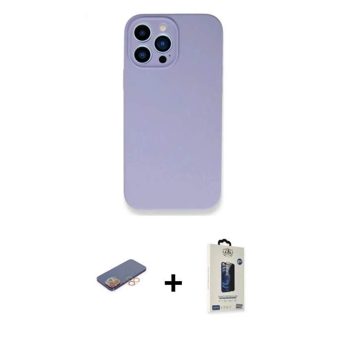 MARSİLYAN™- iPhone 13 Pro Max Kılıf Zirve Modern Özel Seri - Siyah Bilvis Hayalet Cam Ekran Koruyucu + Renkli Kamera Lens Koruma Cam - TU