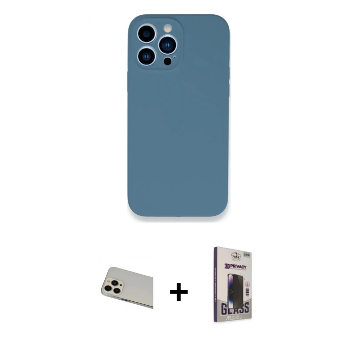 MARSİLYAN™- iPhone 13 Pro Max Kılıf Zirve Modern Özel Seri - Siyah Bilvis Hayalet Cam Ekran Koruyucu + Rainbow Kamera Lens Koruma Cam - REGD