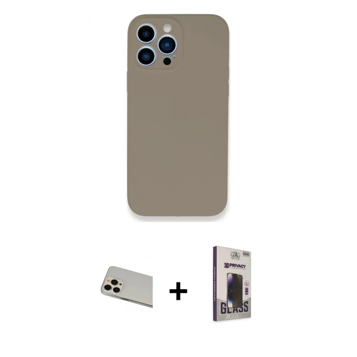 MARSİLYAN™- iPhone 13 Pro Max Kılıf Zirve Modern Özel Seri - Siyah Bilvis Hayalet Cam Ekran Koruyucu + Rainbow Kamera Lens Koruma Cam - REGD