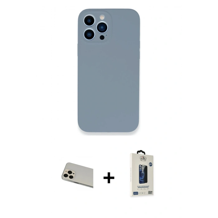 MARSİLYAN™- iPhone 13 Pro Max Kılıf Zirve Modern Özel Seri - Siyah Bilvis Hayalet Cam Ekran Koruyucu + Rainbow Kamera Lens Koruma Cam - REGD