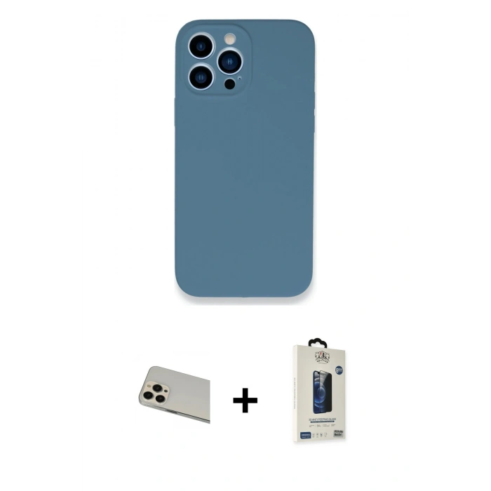 MARSİLYAN™- iPhone 13 Pro Max Kılıf Zirve Modern Özel Seri - Siyah Bilvis Hayalet Cam Ekran Koruyucu + Rainbow Kamera Lens Koruma Cam - REGD