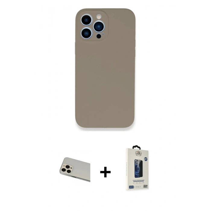 MARSİLYAN™- iPhone 13 Pro Max Kılıf Zirve Modern Özel Seri - Siyah Bilvis Hayalet Cam Ekran Koruyucu + Rainbow Kamera Lens Koruma Cam - REGD