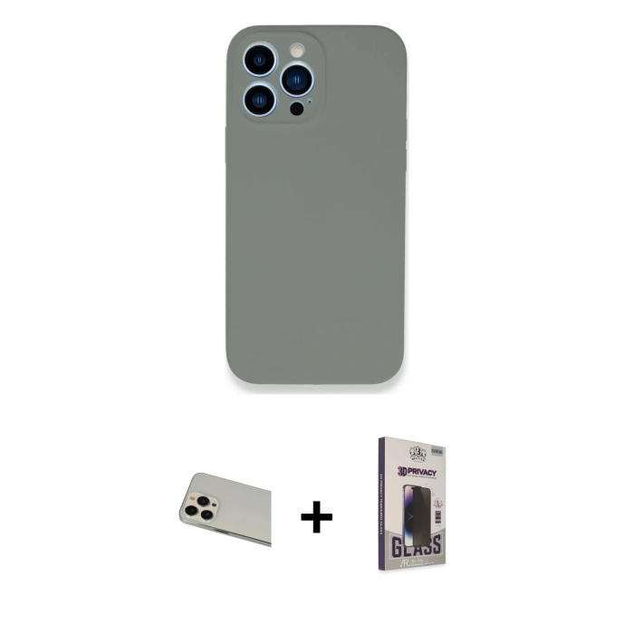 MARSİLYAN™- iPhone 13 Pro Max Kılıf Zirve Modern Özel Seri - Siyah Bilvis Hayalet Cam Ekran Koruyucu + Rainbow Kamera Lens Koruma Cam - REGD