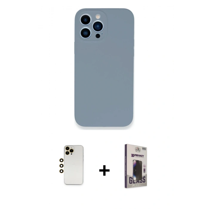 MARSİLYAN™- iPhone 13 Pro Max Kılıf Zirve Modern Özel Seri - Siyah Bilvis Hayalet Cam Ekran Koruyucu + Shine Kamera Lens - GD