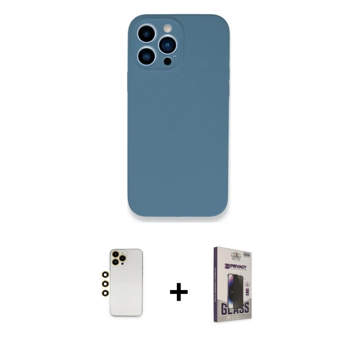 MARSİLYAN™- iPhone 13 Pro Max Kılıf Zirve Modern Özel Seri - Siyah Bilvis Hayalet Cam Ekran Koruyucu + Shine Kamera Lens - GD