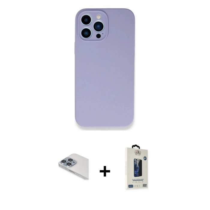 MARSİLYAN™- iPhone 13 Pro Max Kılıf Zirve Modern Özel Seri - Siyah Bilvis Hayalet Cam Ekran Koruyucu + Pers Alüminyum Kamera Lens - SABE