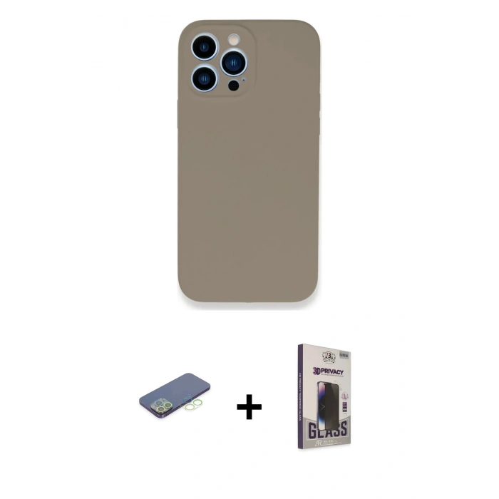 MARSİLYAN™- iPhone 13 Pro Max Kılıf Zirve Modern Özel Seri - Siyah Bilvis Hayalet Cam Ekran Koruyucu + Renkli Kamera Lens Koruma Cam - YL