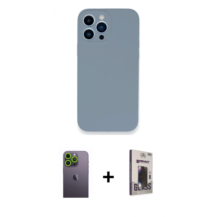 MARSİLYAN™- iPhone 13 Pro Max Kılıf Zirve Modern Özel Seri - Siyah Bilvis Hayalet Cam Ekran Koruyucu + Neon Fosforlu Kamera Lens - YL