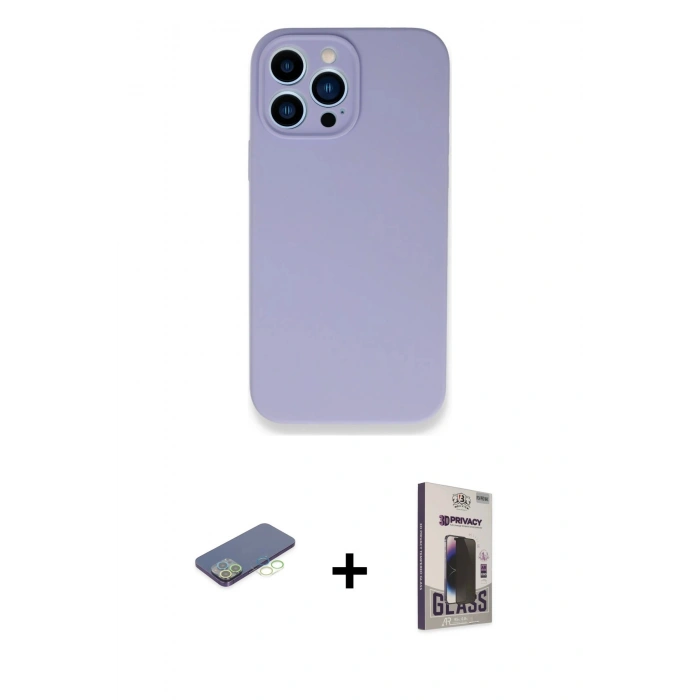 MARSİLYAN™- iPhone 13 Pro Max Kılıf Zirve Modern Özel Seri - Siyah Bilvis Hayalet Cam Ekran Koruyucu + Renkli Kamera Lens Koruma Cam - YL