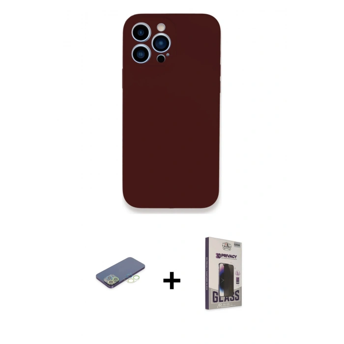 MARSİLYAN™- iPhone 13 Pro Max Kılıf Zirve Modern Özel Seri - Siyah Bilvis Hayalet Cam Ekran Koruyucu + Renkli Kamera Lens Koruma Cam - YL