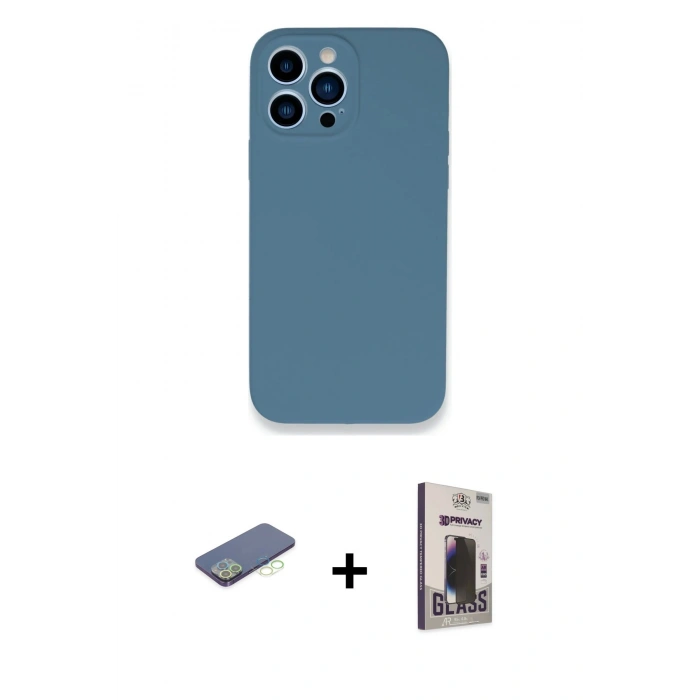 MARSİLYAN™- iPhone 13 Pro Max Kılıf Zirve Modern Özel Seri - Siyah Bilvis Hayalet Cam Ekran Koruyucu + Renkli Kamera Lens Koruma Cam - YL