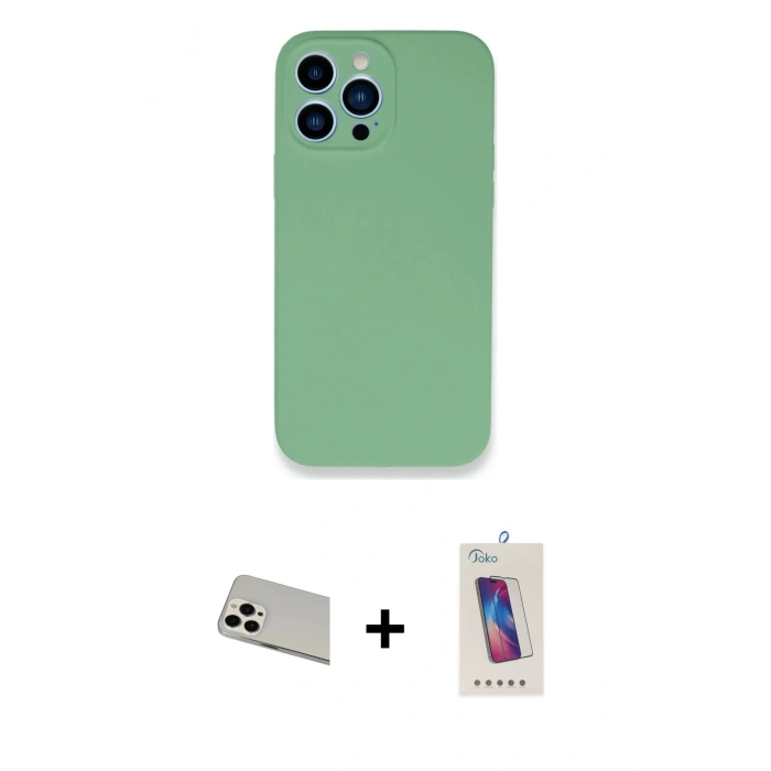 MARSİLYAN™- iPhone 13 Pro Max Kılıf Zirve Modern Özel Seri - Siyah Joko 5D Cam + Rainbow Kamera Lens Koruma Cam - BZ