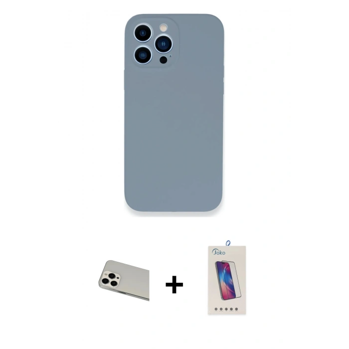 MARSİLYAN™- iPhone 13 Pro Max Kılıf Zirve Modern Özel Seri - Siyah Joko 5D Cam + Rainbow Kamera Lens Koruma Cam - BZ