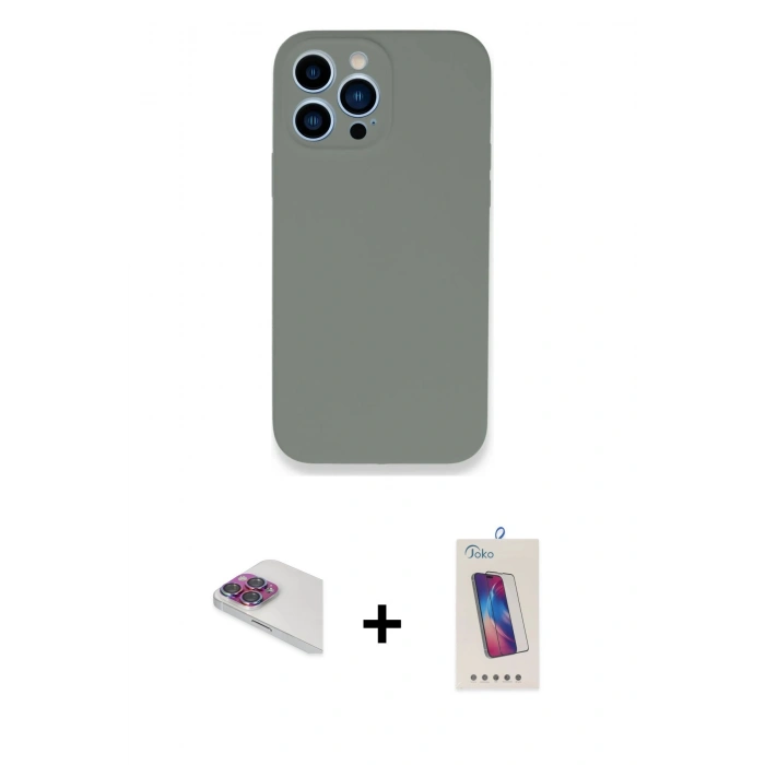MARSİLYAN™- iPhone 13 Pro Max Kılıf Zirve Modern Özel Seri - Siyah Joko 5D Cam + Pers Alüminyum Kamera Lens - GI