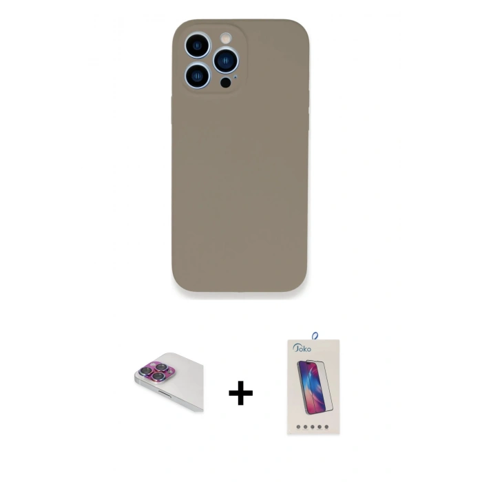 MARSİLYAN™- iPhone 13 Pro Max Kılıf Zirve Modern Özel Seri - Siyah Joko 5D Cam + Pers Alüminyum Kamera Lens - GI