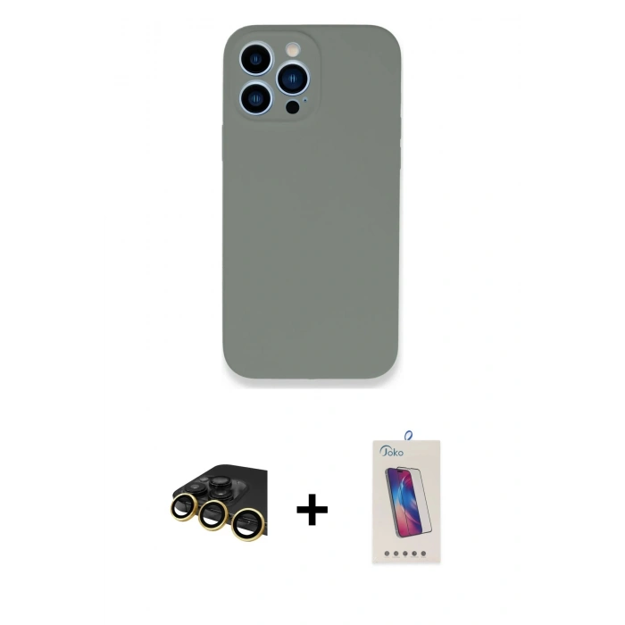 MARSİLYAN™- iPhone 13 Pro Max Kılıf Zirve Modern Özel Seri - Siyah Joko 5D Cam + Raze Metal Kamera Lens - GD