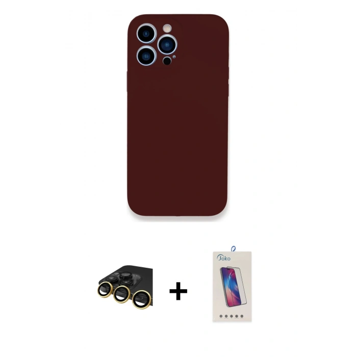 MARSİLYAN™- iPhone 13 Pro Max Kılıf Zirve Modern Özel Seri - Siyah Joko 5D Cam + Raze Metal Kamera Lens - GD