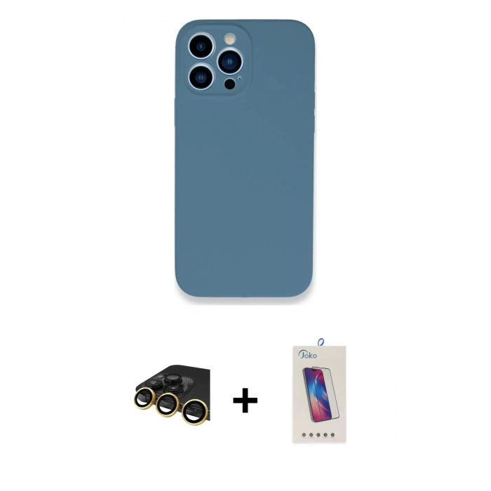 MARSİLYAN™- iPhone 13 Pro Max Kılıf Zirve Modern Özel Seri - Siyah Joko 5D Cam + Raze Metal Kamera Lens - GD