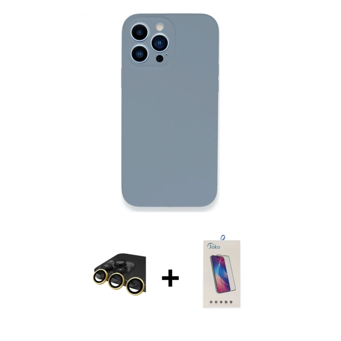 MARSİLYAN™- iPhone 13 Pro Max Kılıf Zirve Modern Özel Seri - Siyah Joko 5D Cam + Raze Metal Kamera Lens - GD