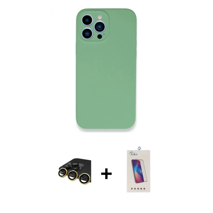 MARSİLYAN™- iPhone 13 Pro Max Kılıf Zirve Modern Özel Seri - Siyah Joko 5D Cam + Raze Metal Kamera Lens - GD