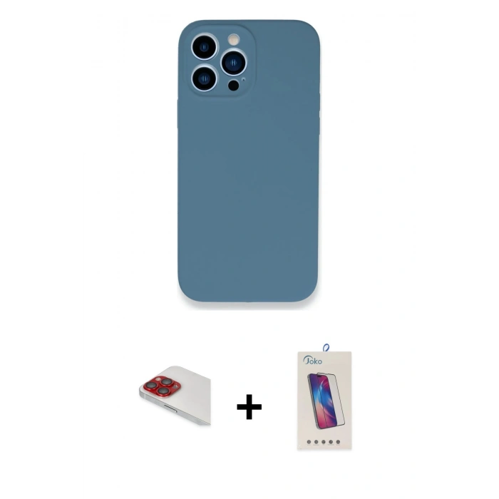 MARSİLYAN™- iPhone 13 Pro Max Kılıf Zirve Modern Özel Seri - Siyah Joko 5D Cam + Pers Alüminyum Kamera Lens - KI