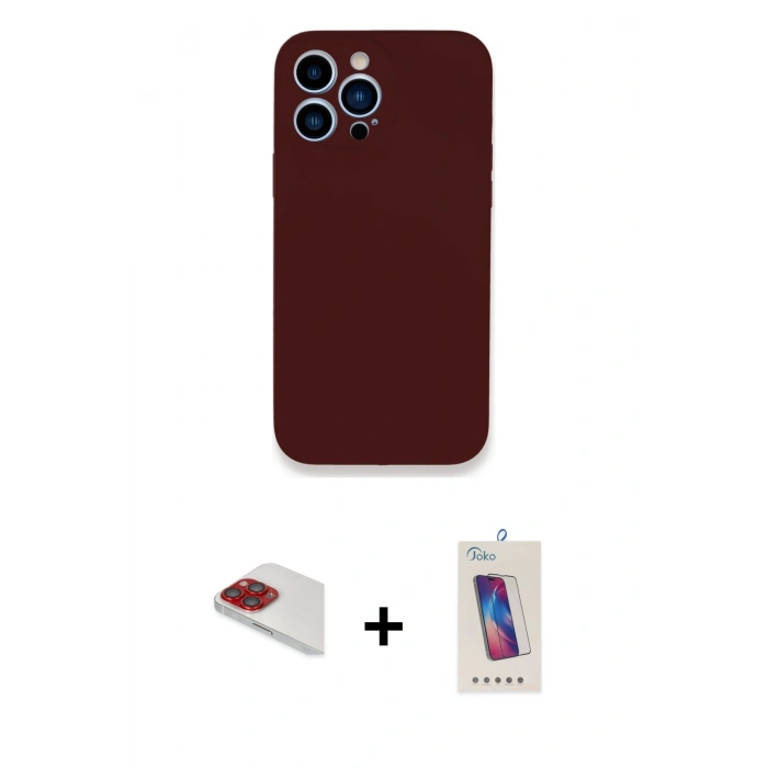 MARSİLYAN™- iPhone 13 Pro Max Kılıf Zirve Modern Özel Seri - Siyah Joko 5D Cam + Pers Alüminyum Kamera Lens - KI