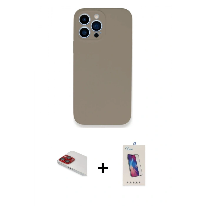 MARSİLYAN™- iPhone 13 Pro Max Kılıf Zirve Modern Özel Seri - Siyah Joko 5D Cam + Pers Alüminyum Kamera Lens - KI