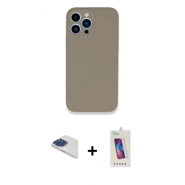 MARSİLYAN™- iPhone 13 Pro Max Kılıf Zirve Modern Özel Seri - Siyah Joko 5D Cam + Pers Alüminyum Kamera Lens - LT