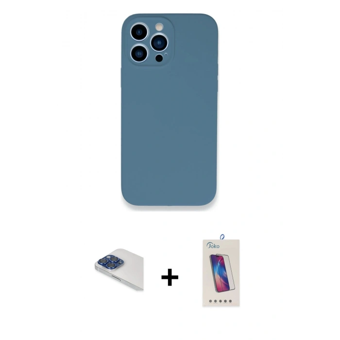 MARSİLYAN™- iPhone 13 Pro Max Kılıf Zirve Modern Özel Seri - Siyah Joko 5D Cam + Pers Alüminyum Kamera Lens - LT