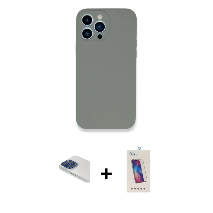 MARSİLYAN™- iPhone 13 Pro Max Kılıf Zirve Modern Özel Seri - Siyah Joko 5D Cam + Pers Alüminyum Kamera Lens - LT
